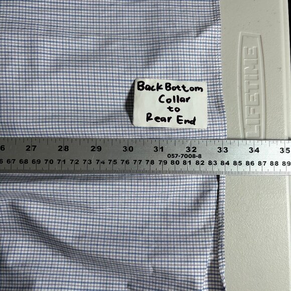 Canali Italy Made Check French Cuff Button Up Shirt - Men's Size 47/18.5 - Blue - Picture 12 of 12